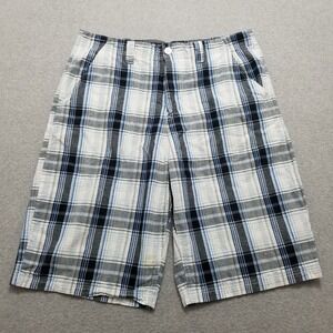 Southpole Shorts Mens 36 White Plaid Pockets Chino Casual Outdoor